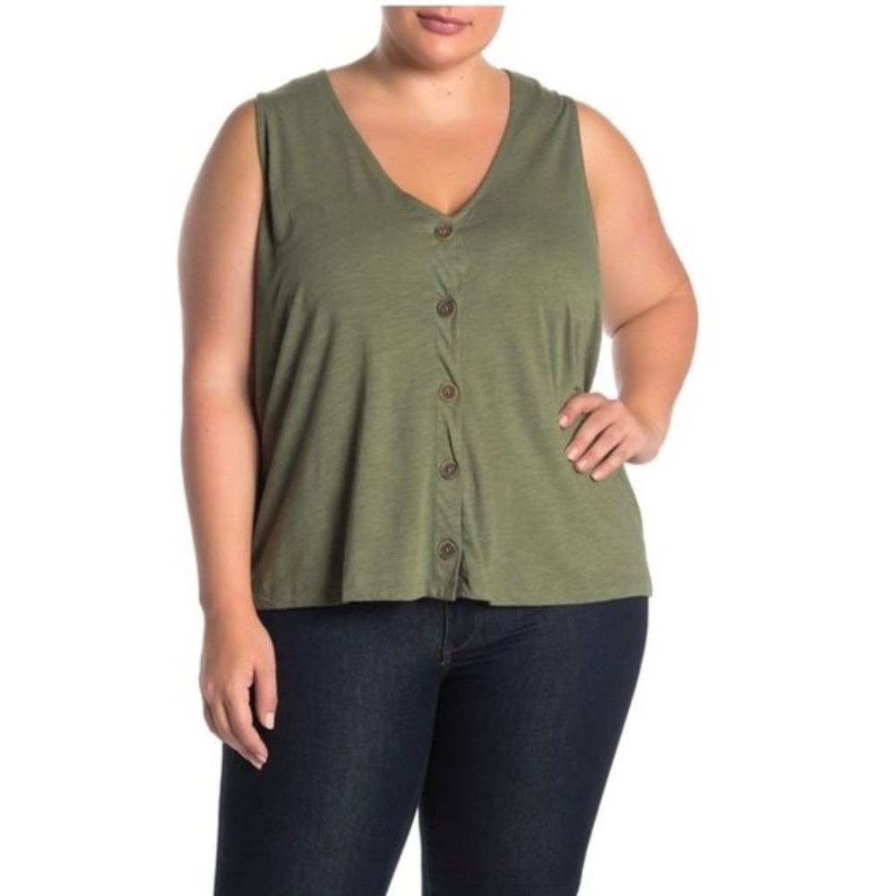 Sanctuary Button Front Knit Tank (Plus Size)